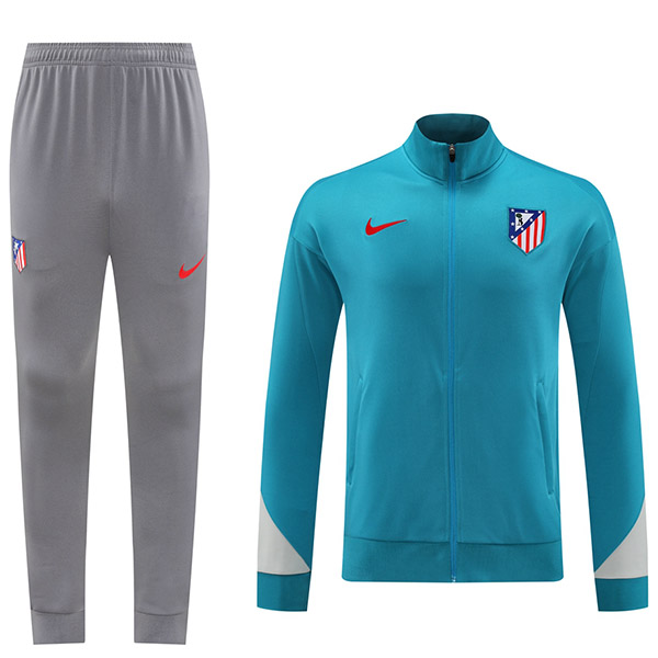 Atlético de Madrid jacket football sportswear acid blue tracksuit full zipper men's training kit outdoor uniform soccer coat 2024-2025