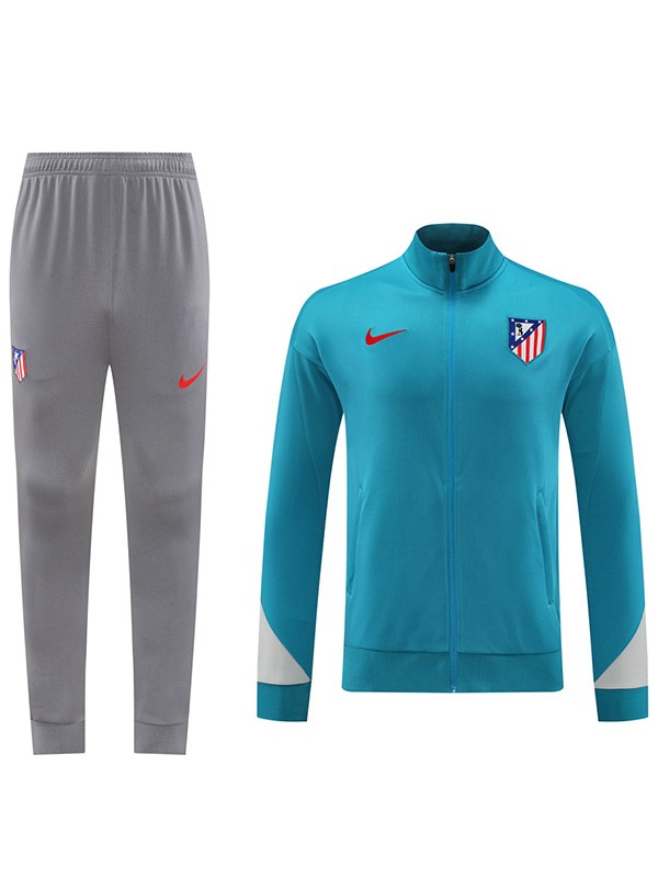 Atlético de Madrid jacket football sportswear acid blue tracksuit full zipper men's training kit outdoor uniform soccer coat 2024-2025