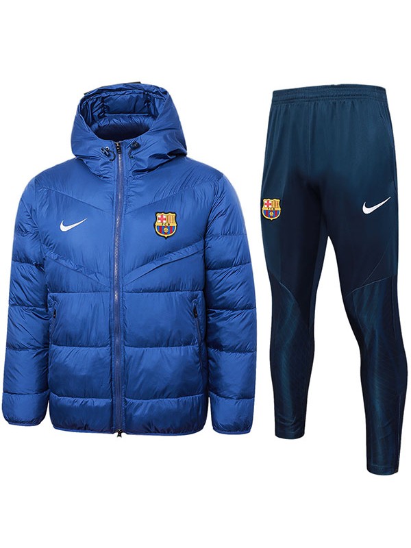 Barcelona hoodie cotton-padded jacket football sportswear tracksuit full zipper men's training navy kit outdoor soccer coat 2024