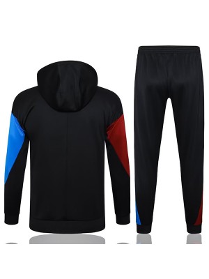 Barcelona veste à capuche noire vêtements de sport de football survêtement fermeture éclair complète kit d'entraînement pour hommes uniforme d'extérieur manteau de football 2024 – 2025
