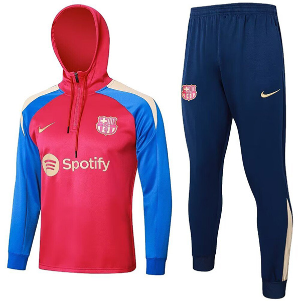 Barcelona veste à capuche vêtements de sport de football survêtement rouge fermeture éclair complète kit d'entraînement pour hommes uniforme d'extérieur manteau de football 2024-2025