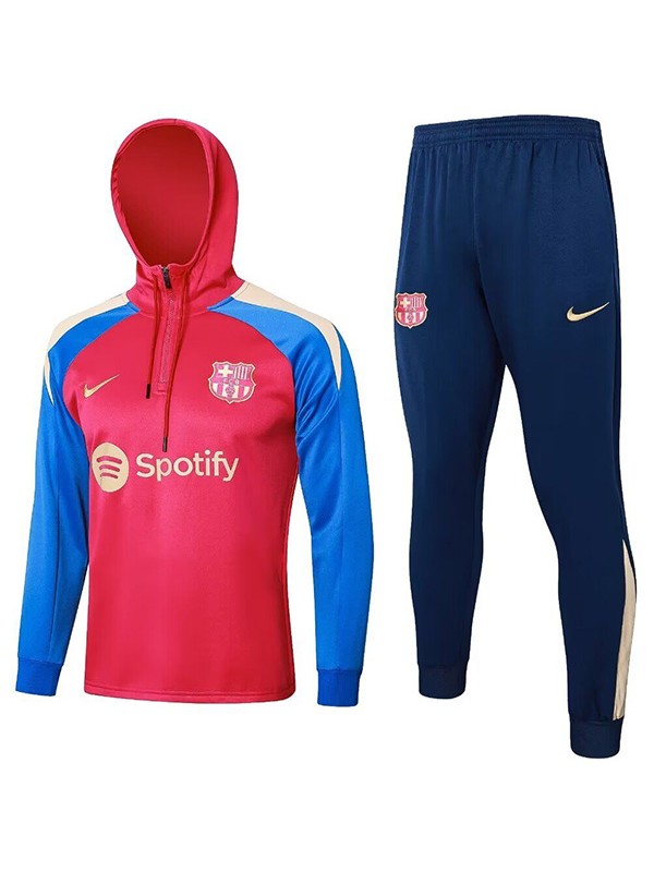 Barcelona veste à capuche vêtements de sport de football survêtement rouge fermeture éclair complète kit d'entraînement pour hommes uniforme d'extérieur manteau de football 2024-2025