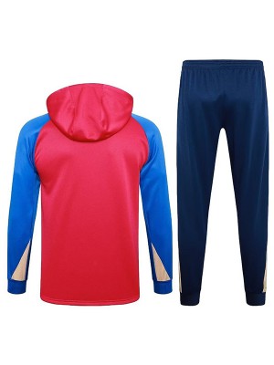 Barcelona veste à capuche vêtements de sport de football survêtement rouge fermeture éclair complète kit d'entraînement pour hommes uniforme d'extérieur manteau de football 2024-2025