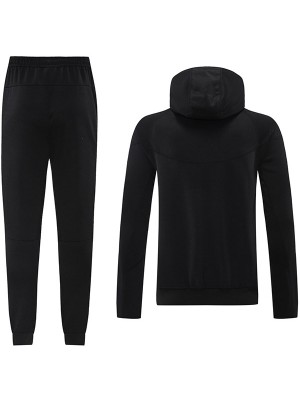 Barcelona hoodie jacket football sportswear tracksuit full zipper men's training kit athletic outdoor uniform all black soccer coat 2024-2025