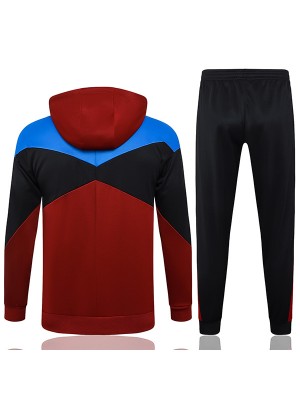 Barcelona hoodie jacket football sportswear tracksuit full zipper-necked men's training kit red black outdoor uniform soccer coat 2024-2025