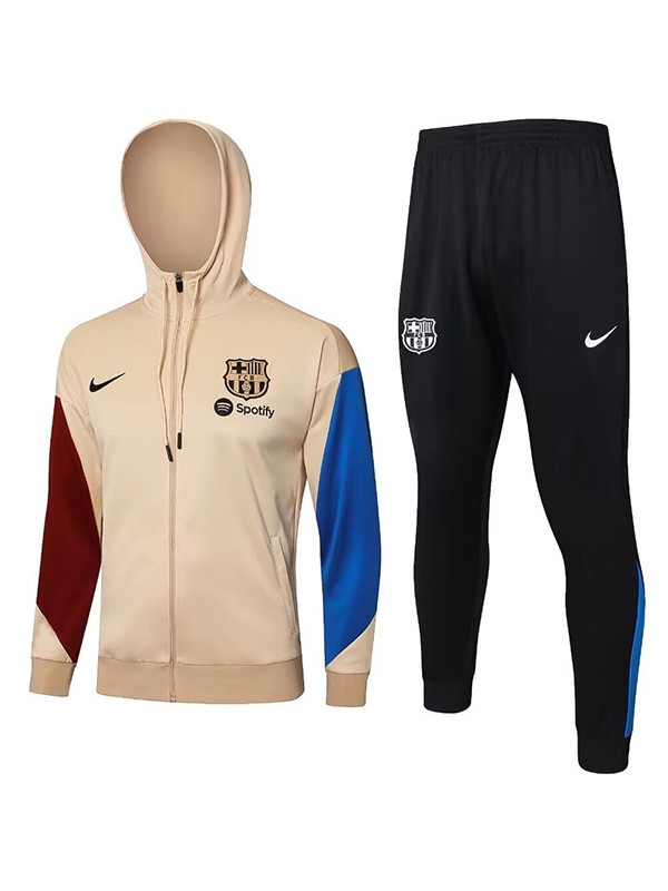 Barcelona veste à capuche dorée vêtements de sport de football survêtement fermeture éclair complète kit d'entraînement pour hommes uniforme d'extérieur manteau de football 2024-2025