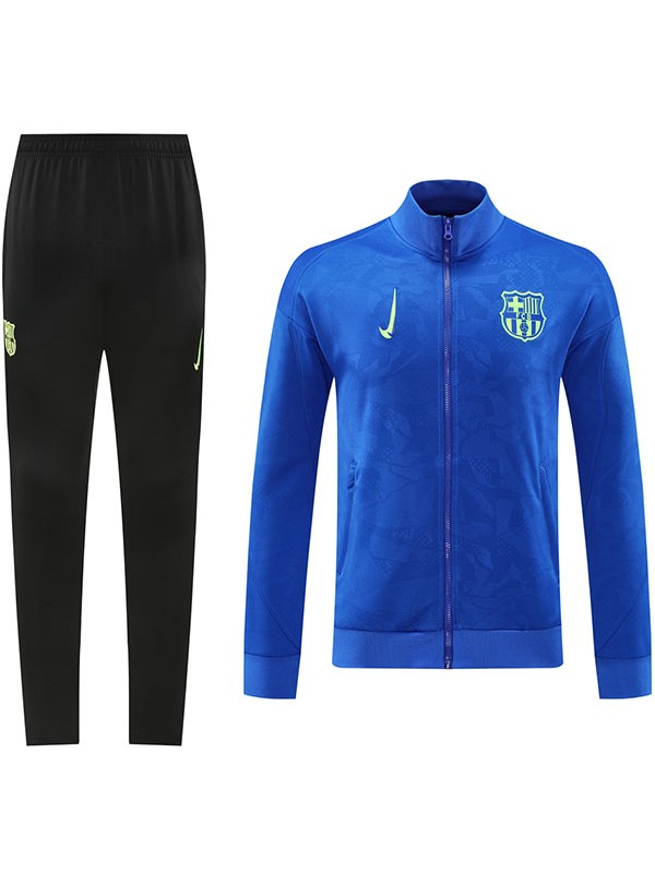Barcelona veste de football vêtements de sport bleu noir survêtement complet fermeture éclair costume kit d'entraînement pour hommes manteau de football en plein air 2024-2025