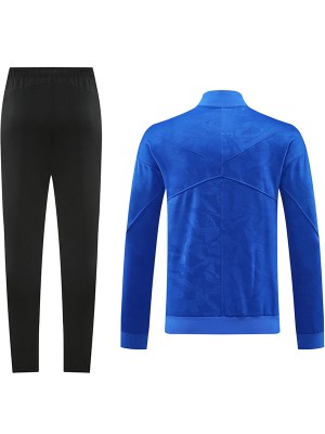 Barcelona veste de football vêtements de sport bleu noir survêtement complet fermeture éclair costume kit d'entraînement pour hommes manteau de football en plein air 2024-2025