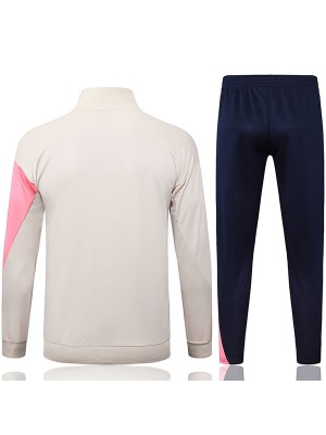 Barcelona veste de football survêtement de sport fermeture éclair complète kit d'entraînement beige pour homme manteau de football extérieur 2025-2026