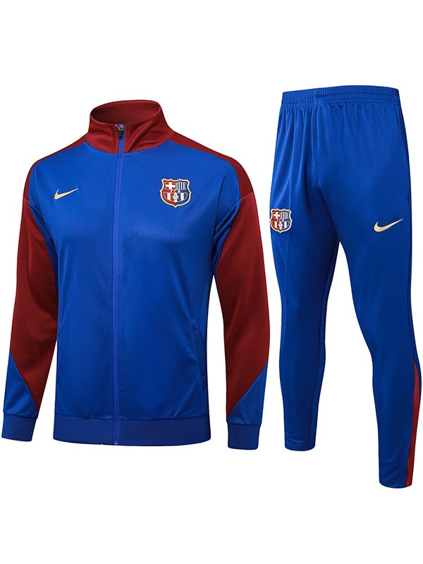 Barcelona jacket football sportswear tracksuit full zipper men's training kit blue red outdoor uniform soccer coat 2024-2025