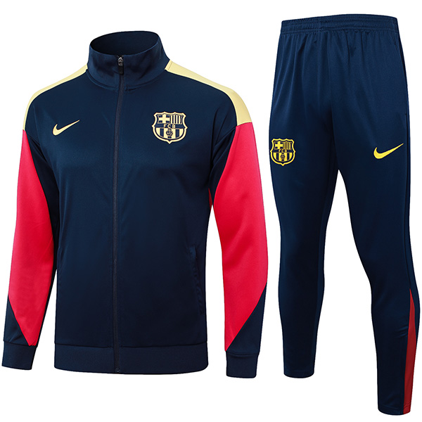 Barcelona jacket football sportswear tracksuit full zipper men's training kit navy red outdoor uniform soccer coat 2024-2025