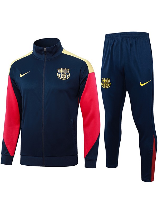 Barcelona jacket football sportswear tracksuit full zipper men's training kit navy red outdoor uniform soccer coat 2024-2025