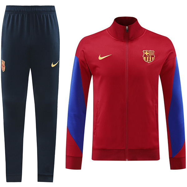 Barcelona jacket football sportswear tracksuit full zipper men's training kit red blue outdoor uniform soccer coat 2024-2025