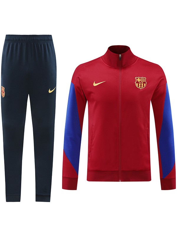 Barcelona jacket football sportswear tracksuit full zipper men's training kit red blue outdoor uniform soccer coat 2024-2025