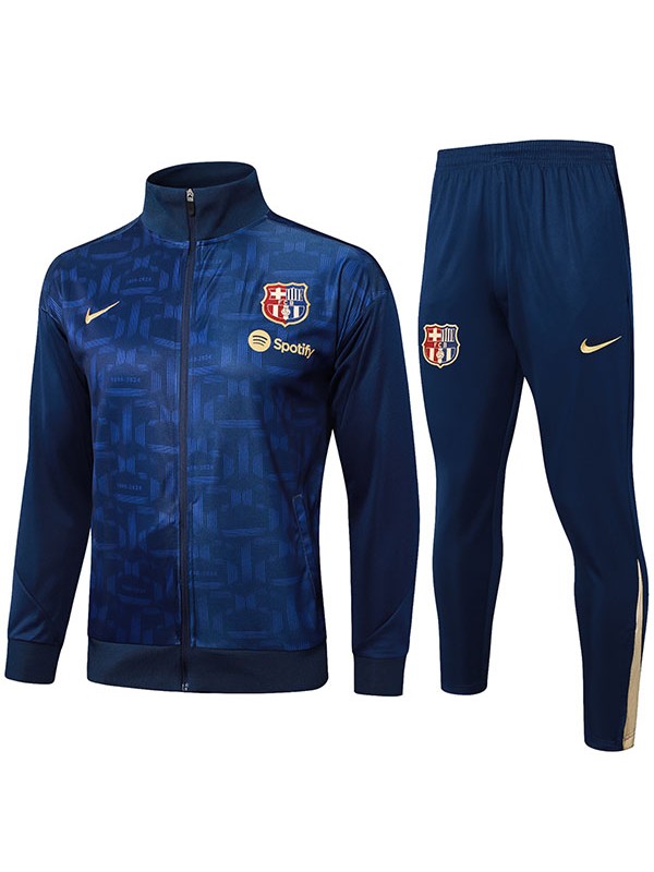 Barcelona jacket football sportswear tracksuit full zipper navy suit men's training kit outdoor uniform soccer coat 2024-2025