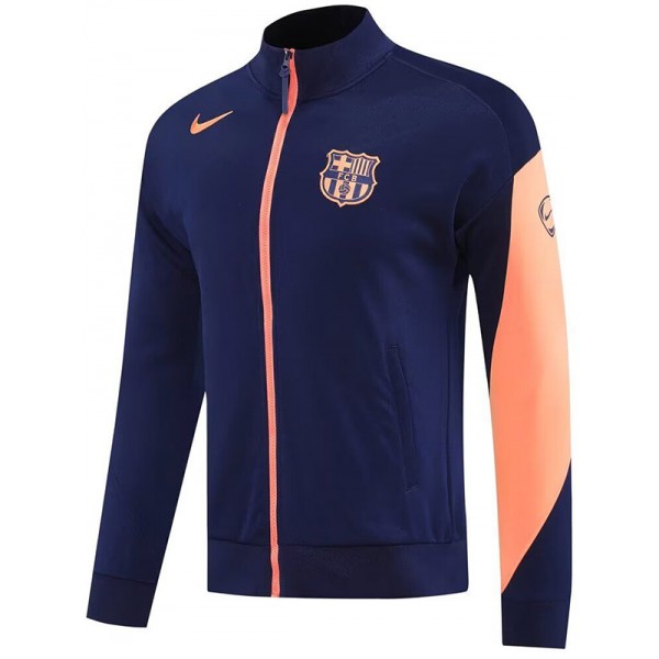 Barcelona veste de survêtement de football uniforme zippé tenue d'entraînement homme bleu marine orange pour extérieur 2025-2026
