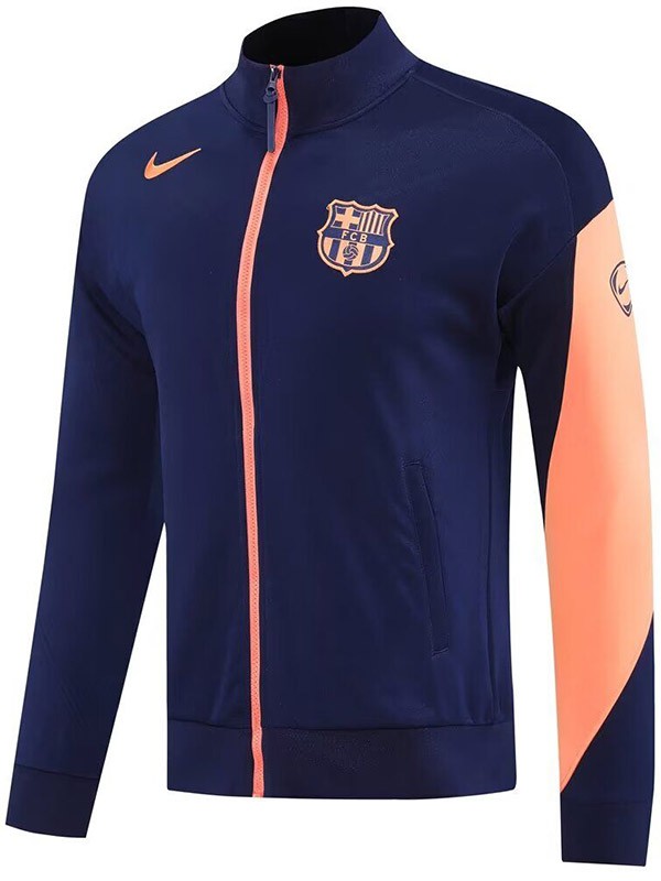 Barcelona veste de survêtement de football uniforme zippé tenue d'entraînement homme bleu marine orange pour extérieur 2025-2026