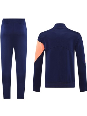 Barcelona veste de survêtement de football uniforme zippé tenue d'entraînement homme bleu marine orange pour extérieur 2025-2026