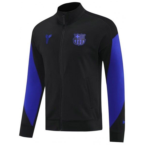 Barcelona veste de survêtement de football uniforme à fermeture éclair longue maillot d'entraînement homme noir et violet veste de football extérieur 2025-2026