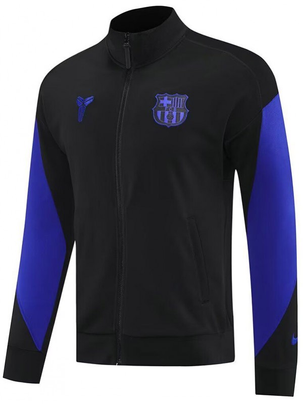 Barcelona veste de survêtement de football uniforme à fermeture éclair longue maillot d'entraînement homme noir et violet veste de football extérieur 2025-2026