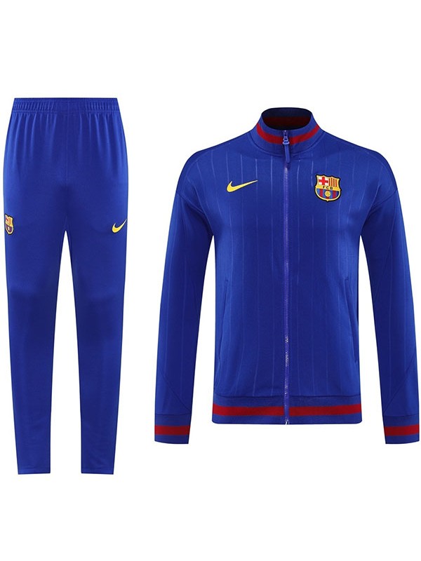 Barcelona jacket football sportswear tracksuit zip neck men's blue training kit outdoor soccer coat 2025-2026