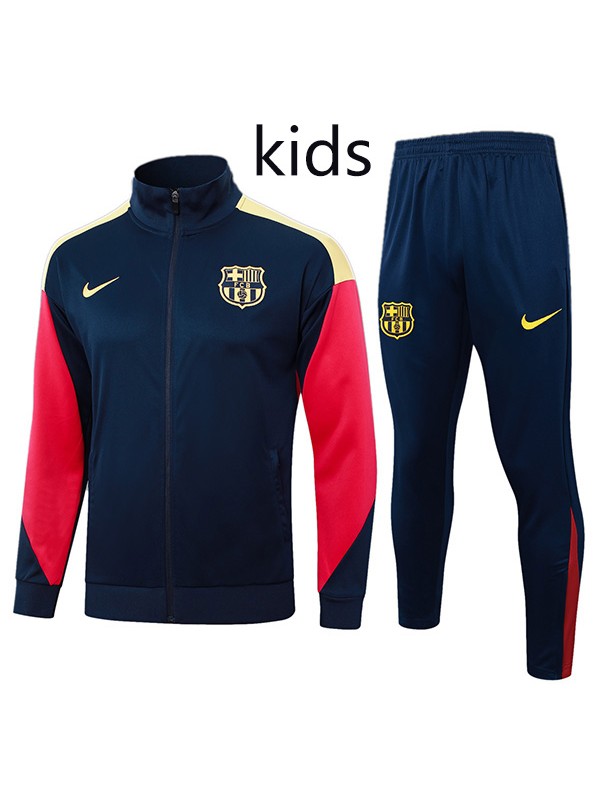 Barcelona jacket kids kit football sportswear tracksuit navy red long zip youth training uniform outdoor children soccer coat 2024-2025