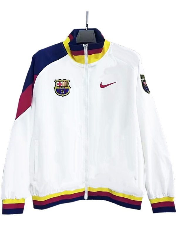 Barcelona veste coupe-vent à capuche survêtement de football vêtements de sport fermeture éclair complète uniforme d'entraînement pour hommes kit blanc manteau de football en plein air 2025-2026