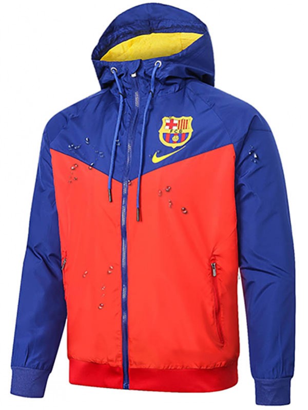 Barcelona veste coupe-vent à capuche survêtement de football fermeture éclair complète uniforme d'entraînement pour hommes kit rouge et bleu manteau de football en plein air 2024-2025