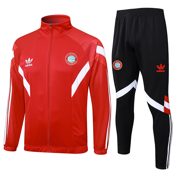 Bayern Munich jacket football sportswear tracksuit full zipper men's training kit red black outdoor uniform soccer coat 2024-2025