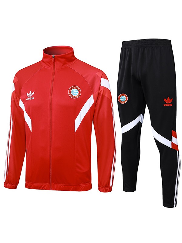 Bayern Munich jacket football sportswear tracksuit full zipper men's training kit red black outdoor uniform soccer coat 2024-2025