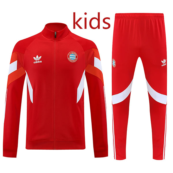 Bayern munich jacket kids kit football sportswear tracksuit long zipper youth all red training uniform outdoor children soccer coat 2024-2025