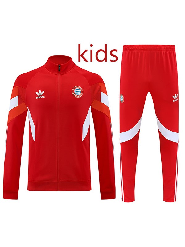 Bayern munich jacket kids kit football sportswear tracksuit long zipper youth all red training uniform outdoor children soccer coat 2024-2025