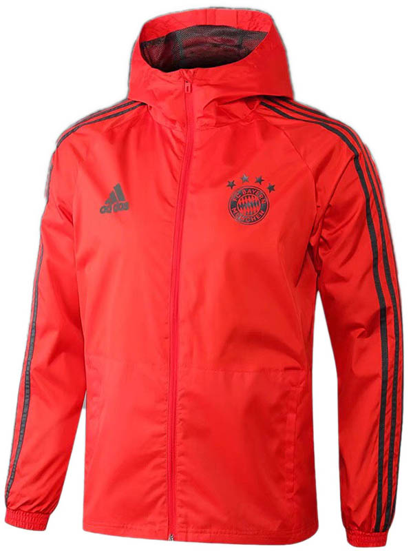 Bayern Munich coupe-vent à capuche veste de football sportswear survêtement rouge full zip uniforme hommes kit d'entraînement manteau de football extérieur 2024-2025
