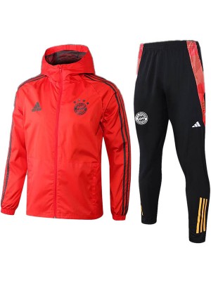 Bayern Munich coupe-vent à capuche veste de football sportswear survêtement rouge full zip uniforme hommes kit d'entraînement manteau de football extérieur 2024-2025