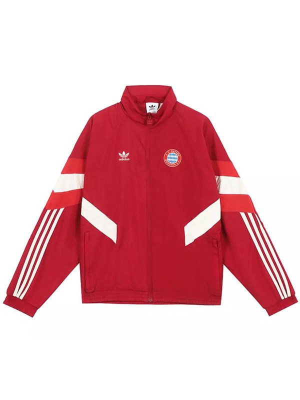 Bayern Munich windbreaker jacket football sportswear tracksuit full zipper men's training originals track top red kit outdoor soccer coat 2024-2025