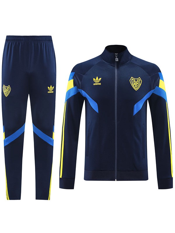 Boca juniors veste de football vêtements de sport survêtement FCB fermeture éclair complète bleu noir costume kit d'entraînement pour hommes manteau de football en plein air 2024-2025