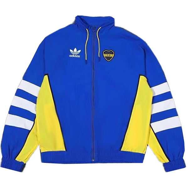 Boca Juniors coupe-vent veste à capuche football sportswear survêtement fermeture éclair complète entraînement pour hommes bleu kit manteau de football en plein air 2024-2025