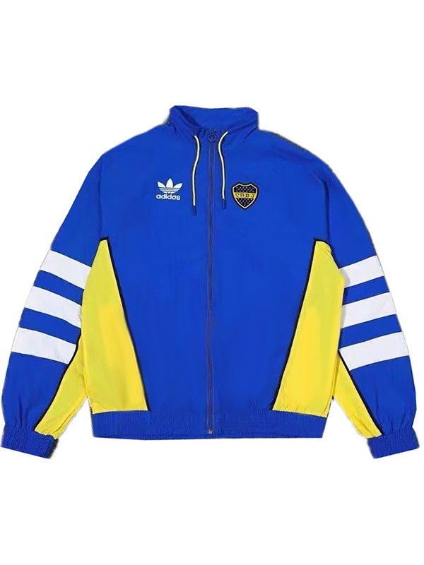 Boca Juniors coupe-vent veste à capuche football sportswear survêtement fermeture éclair complète entraînement pour hommes bleu kit manteau de football en plein air 2024-2025