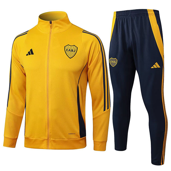 Boca juniors jacket football sportswear tracksuit full zipper men's yellow training kit outdoor soccer coat 2024-2025