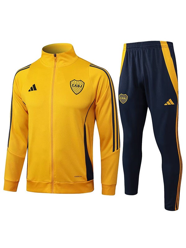 Boca juniors jacket football sportswear tracksuit full zipper men's yellow training kit outdoor soccer coat 2024-2025