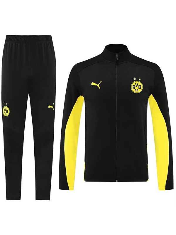 Borussia Dortmund jacket football sportswear tracksuit full zipper men's training black yellow kit outdoor soccer coat 2024-2025