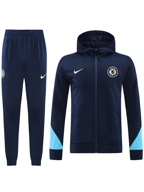 Chelsea hoodie jacket football sportswear tracksuit full zipper men's training kit athletic outdoor uniform all navy soccer coat 2024-2025