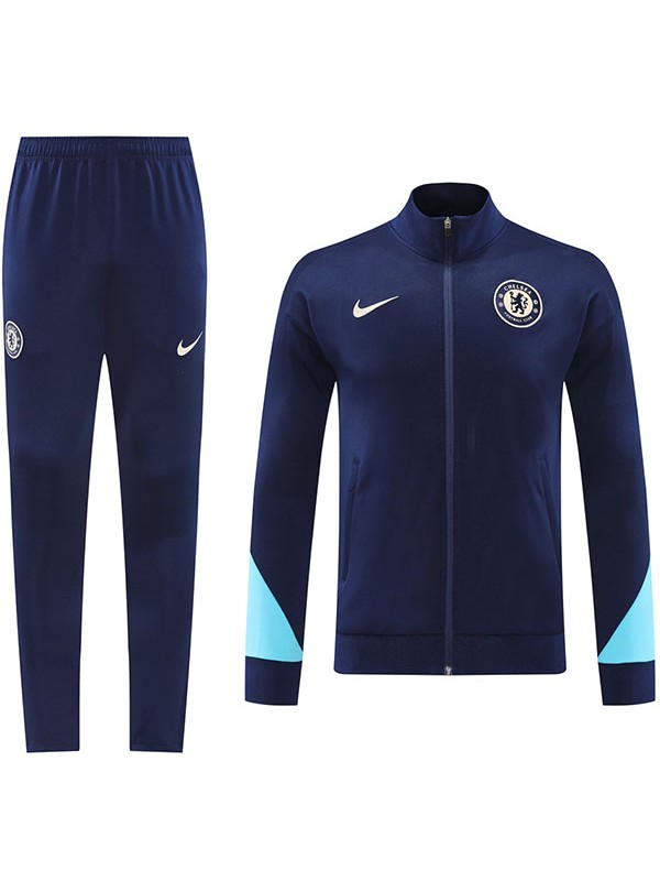 Chelsea veste de football vêtements de sport survêtement bleu marine combinaison à fermeture éclair complète kit d'entraînement pour hommes manteau de football en plein air 2024-2025