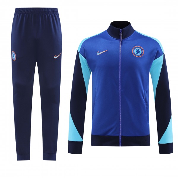 Chelsea jacket football sportswear tracksuit full zipper men's training kit blue navy outdoor uniform soccer coat 2024-2025