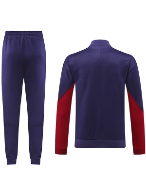 England jacket football sportswear tracksuit full zipper men's purple training kit outdoor soccer coat 2024-2025