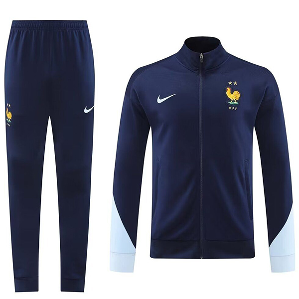 France jacket football sportswear tracksuit full zipper men's training kit blue navy outdoor uniform soccer coat 2024-2025