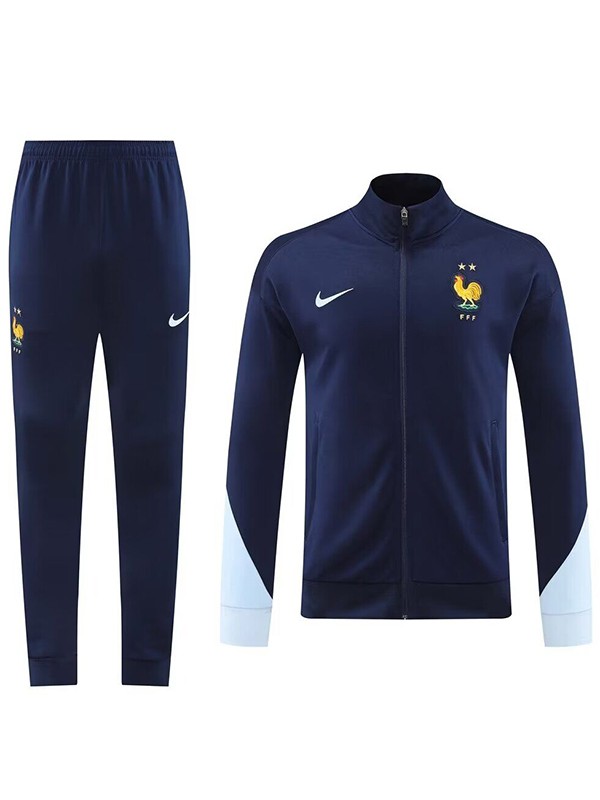 France jacket football sportswear tracksuit full zipper men's training kit blue navy outdoor uniform soccer coat 2024-2025