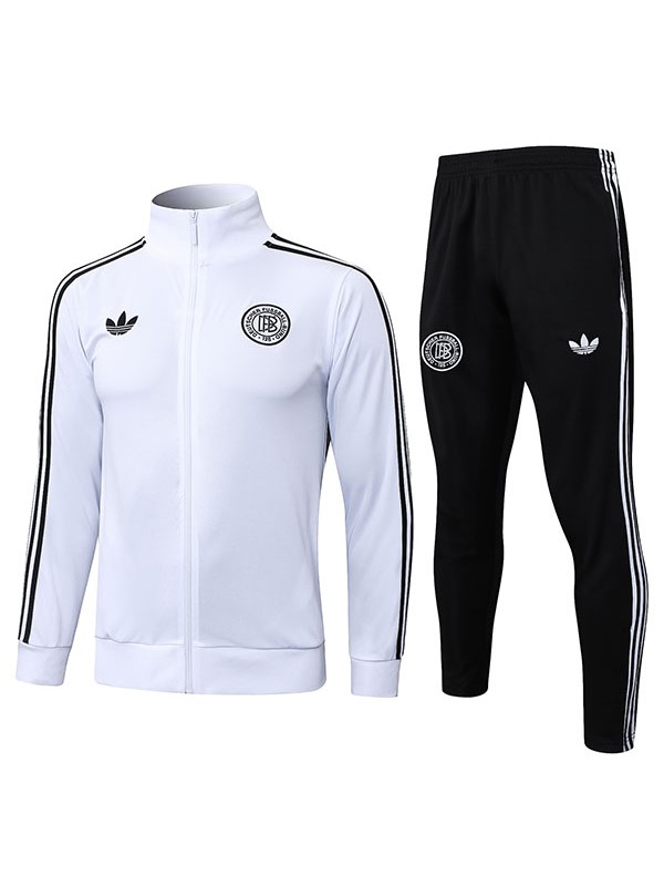 Germany veste de football 125e anniversaire survêtement de sport fermeture éclair complète kit d'entraînement pour hommes noir et blanc uniforme d'extérieur manteau de football 2025-2026