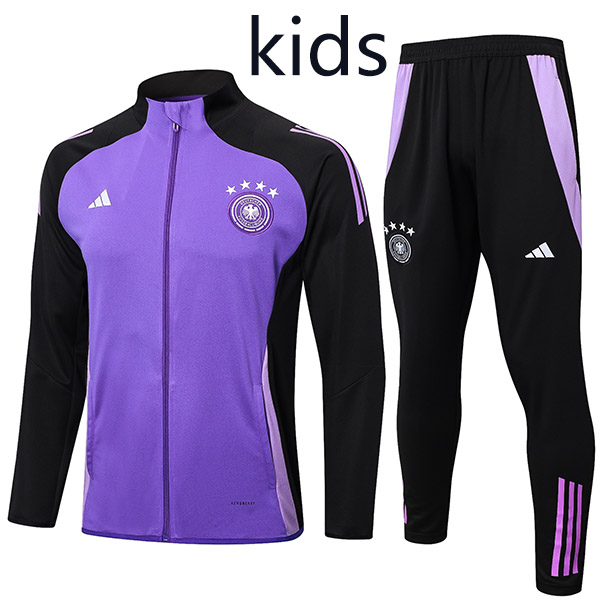 Germany jacket kids kit football sportswear tracksuit purple long zip-neck youth training uniform outdoor children soccer coat 2024-2025