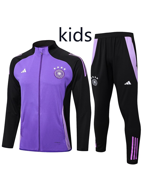 Germany jacket kids kit football sportswear tracksuit purple long zip-neck youth training uniform outdoor children soccer coat 2024-2025